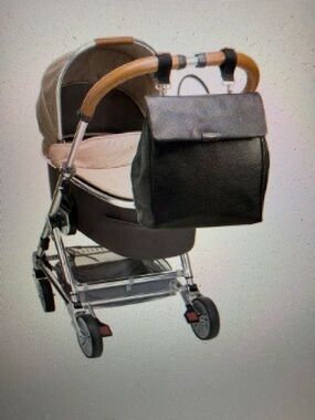 Saint James, leather stork, sack, nappy bag diaper bag, black leather Elegant!